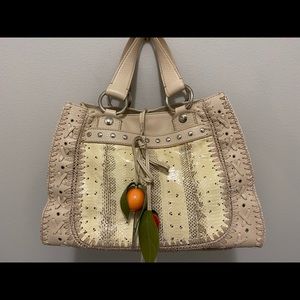Dolce and Gabbana cream leather and python. Stunning handbag in great condition